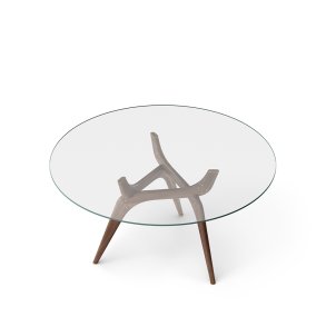 TRIIIO | Spisebord | Klar glas | Valnød Olieret | Ø135
